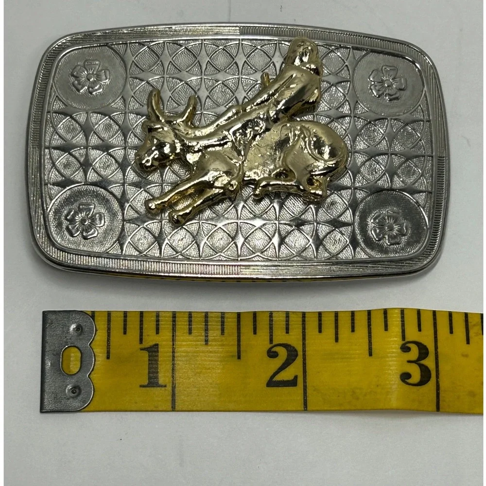 Western Cowboy Rodeo Bucking Bull Rider‎ Belt Buckle Silver Tone Gold Tone